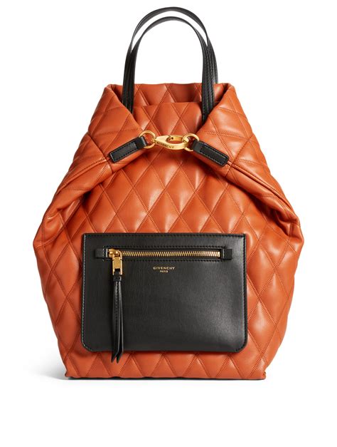 givenchy duo quilted front zip backpack brown|givenchy backpacks.